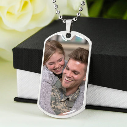 to my dad dog tag necklace engraving and photo