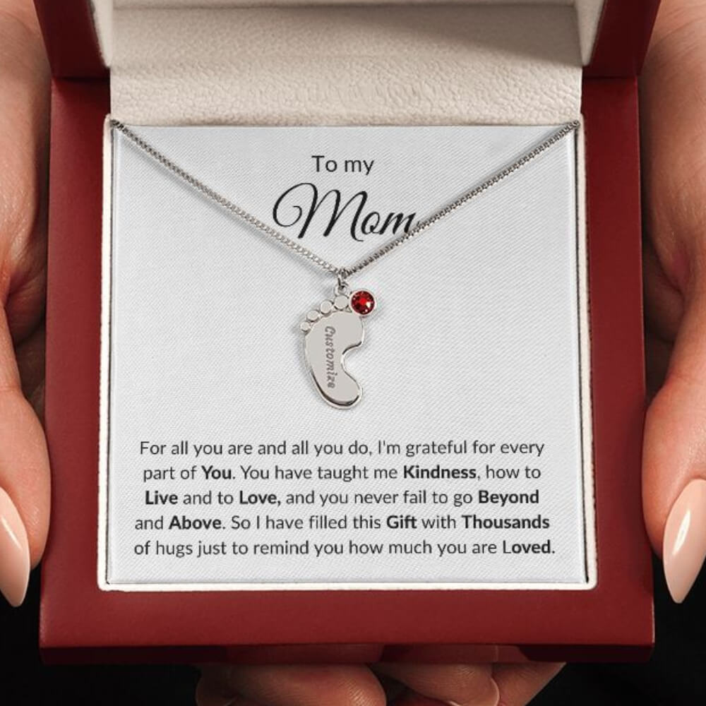mom necklace baby feet 1 charm necklace stainless steel